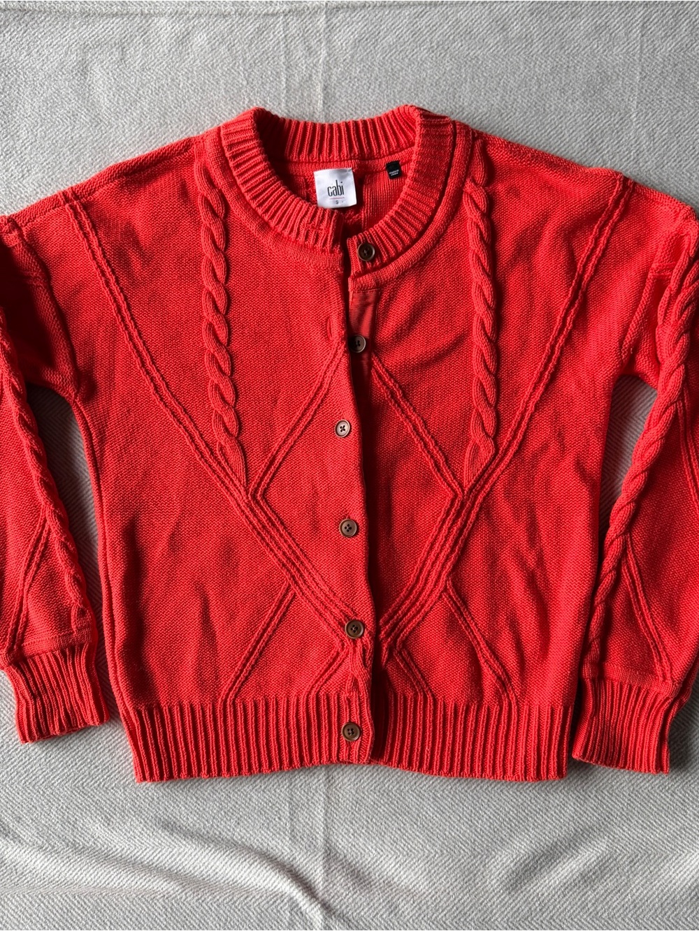 Cabi Cable-Knit Button Cardigan Sweater